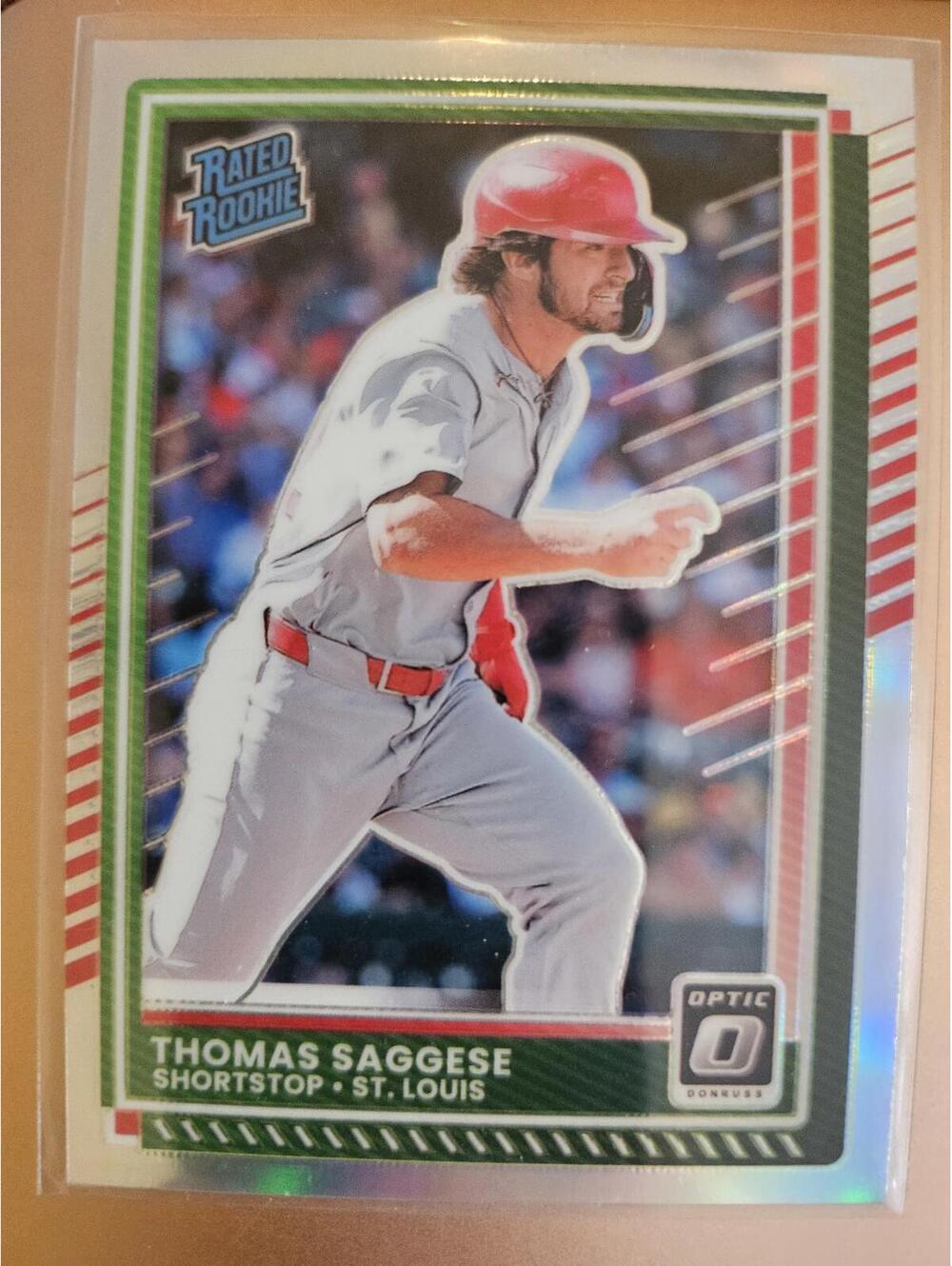 2025 Donruss THOMAS SAGGESE #30 Rated Rookie Optic Silver Prizm Cardinals RC